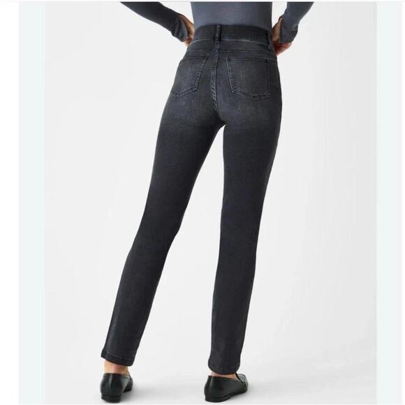 Spanx Ankle Straight Leg Black Wash Jeans 20355R - Picture 2 of 7